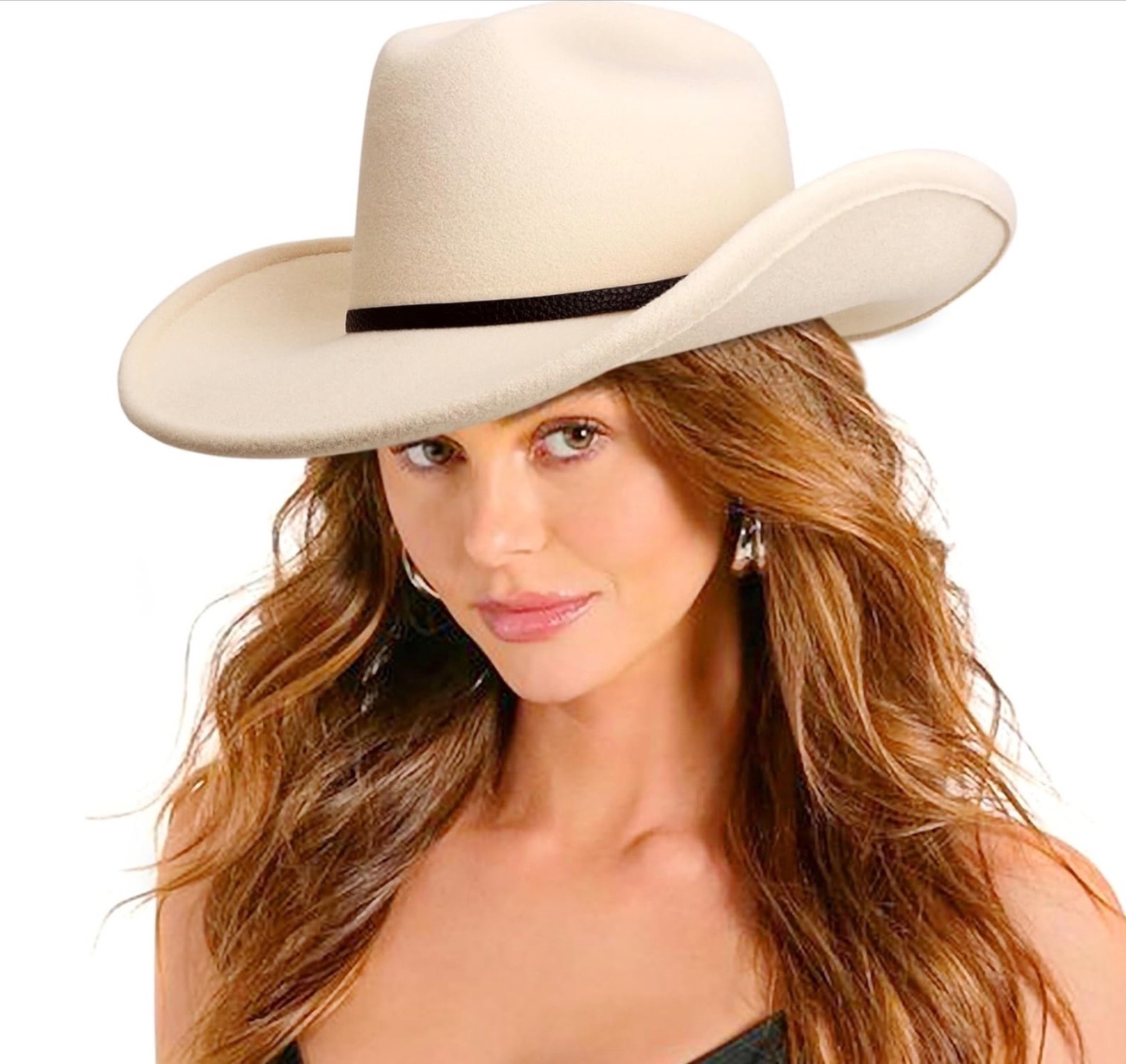 DRESHOW Cowboy Hat Adults with Shapeable Classic Wide Brim Felt Cattleman Weste