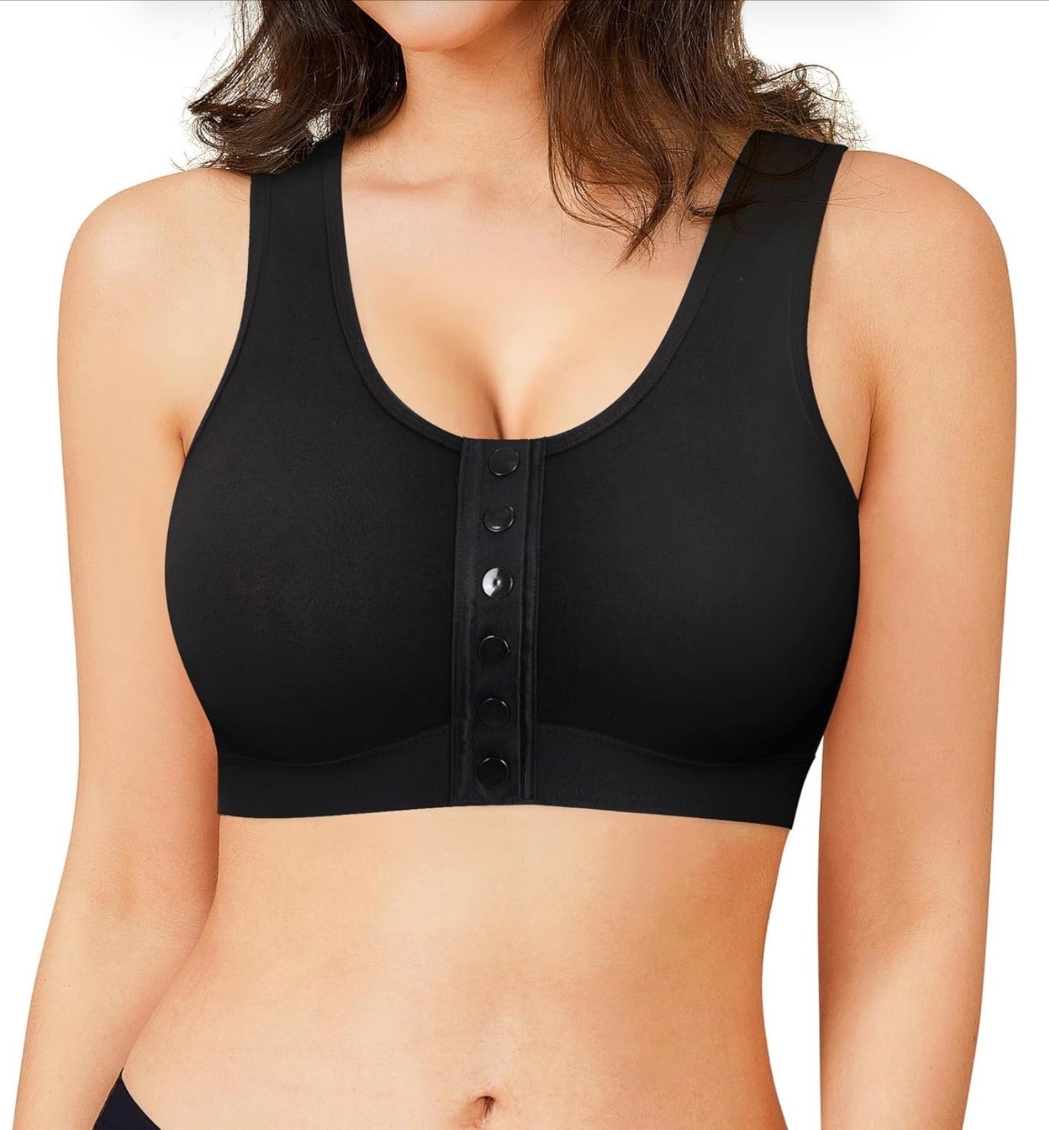 Gotoly Women Post Surgery Front Fastening Sports Bra Breast Support Black 3XL