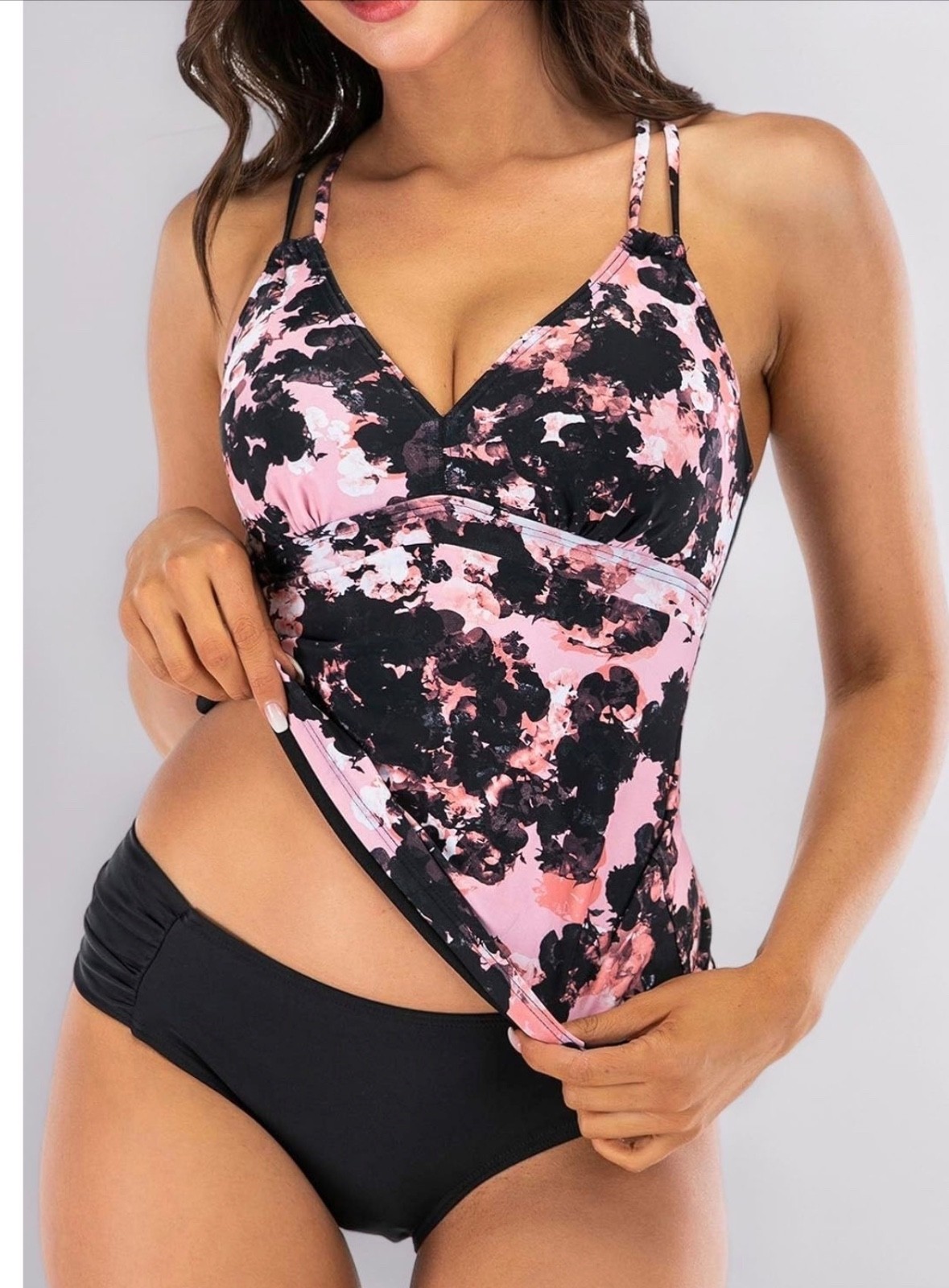 Women's Tankini Sets Two Piece Swimming Costume with Criss Cross Back Tankini T
